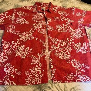 Men’s 4X red Hawaiian shirt short sleeve with pocket